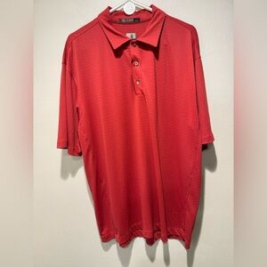 Tiger Woods Nike Dri Fit Red Textured Golf Polo Size L